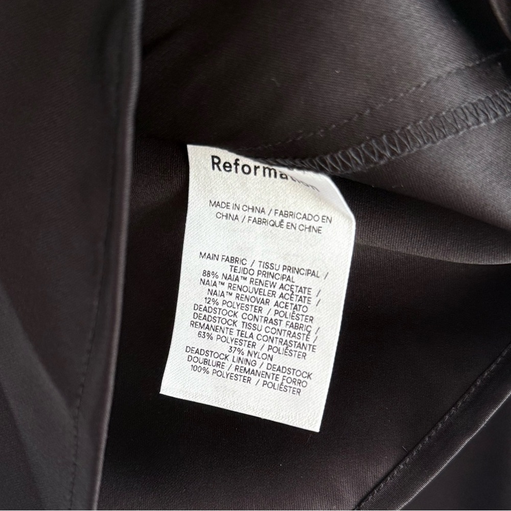 REFORMATION Alber Black Satin Off The Shoulder Mini Cocktail Dress M - Picture 8 of 11